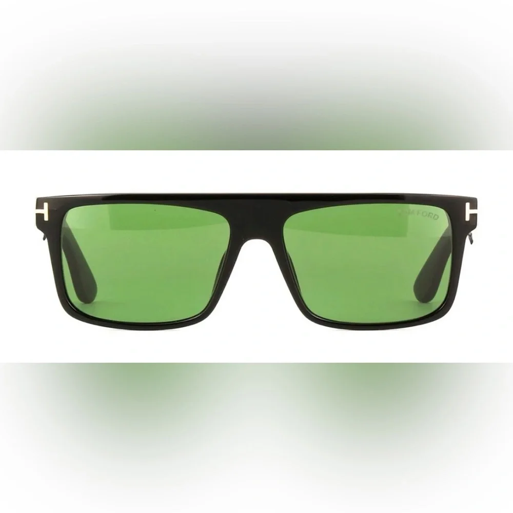 Tom Ford Black Sunglasses with Green Lenses (NWT)